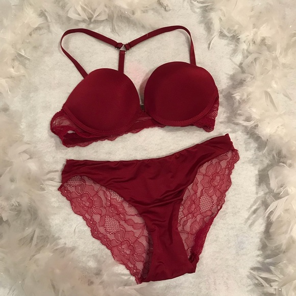 maroon bra panty set
